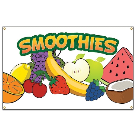 Smoothies Banner Concession Stand Food Truck Single Sided